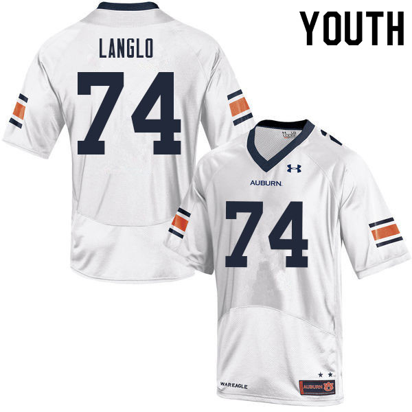 Youth Auburn Tigers #74 Garner Langlo White 2021 College Stitched Football Jersey